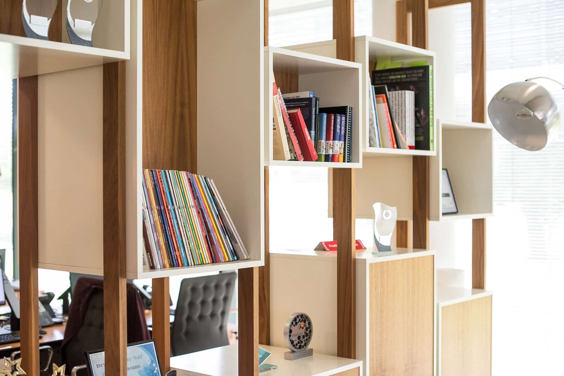 brown and white wooden cubby